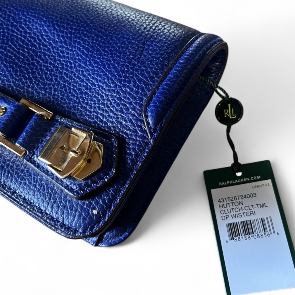 Ralph Lauren Leather Blue Clutch - Picture 6 of 10